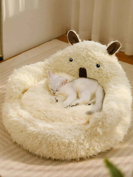 Cozy Bear-Shaped Plush Pet Nest