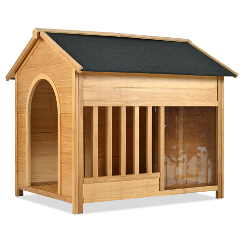 Large Wooden Dog House - 60" Cabin with Covered Porch