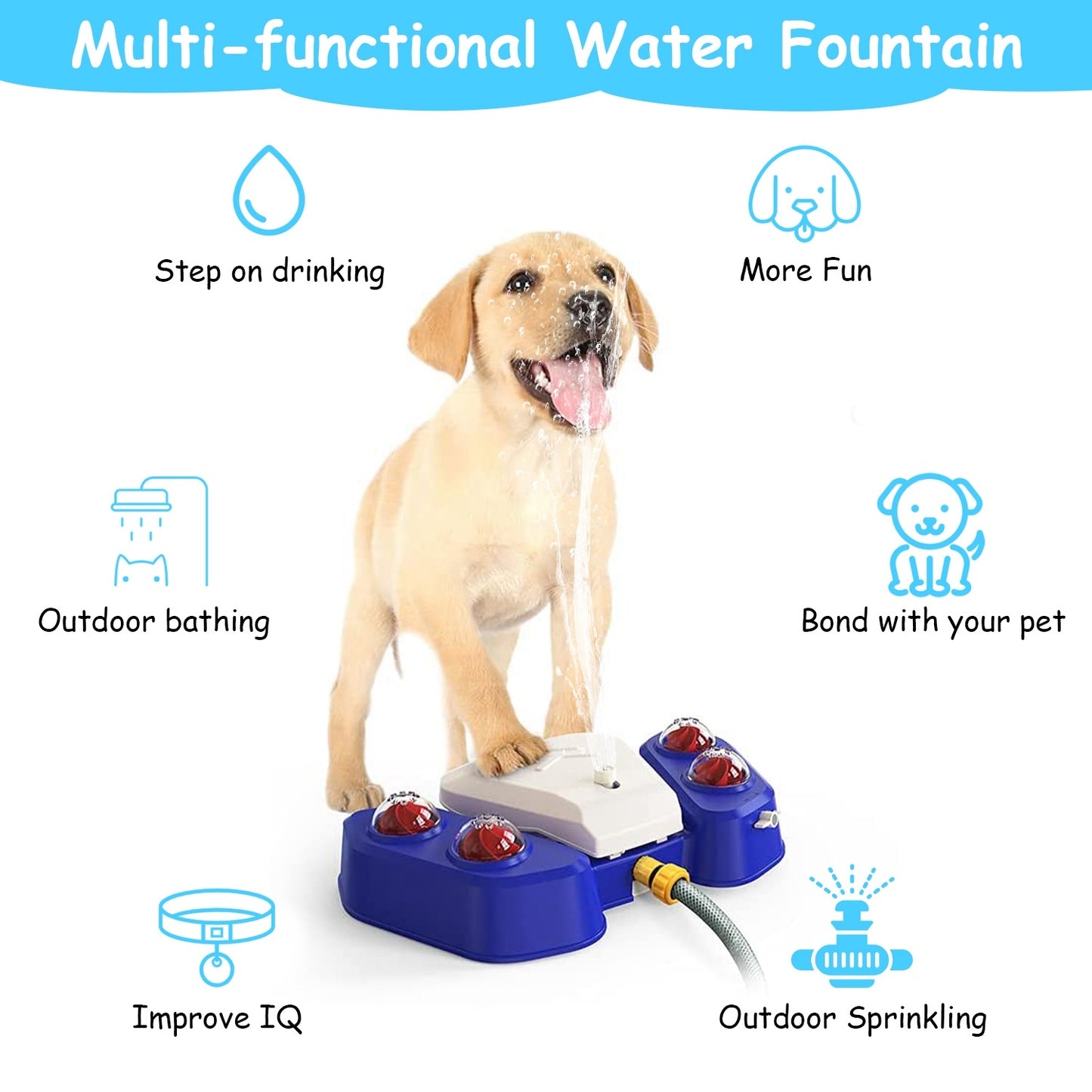 Smart Dog Water Fountain - Step-Activated Outdoor Sprinkler & Dispenser
