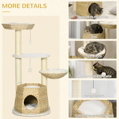 47 Inch Cat Tree Activity Center - Natural