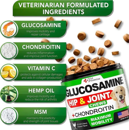 Glucosamine for Dogs - Hip & Joint Supplement 240 Chews - Purrfect Pet Haven