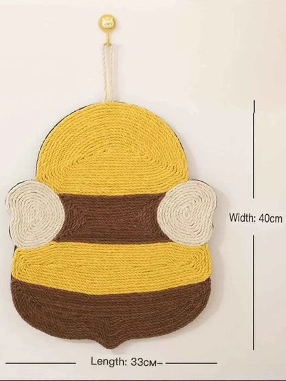 Cute Animal Design Hanging Cat Scratching Post with Dangling Balls