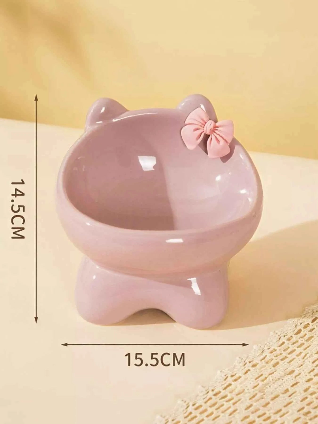 Ceramic Pet Bowl with Bowknot