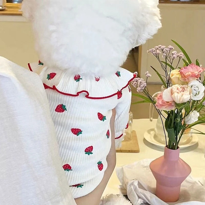 Summer Thin Lace Ruffle Strawberry Pet Cat Dog Clothes