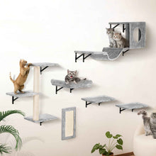 Wall Mounted Cat Shelves Tree With Jump Boards Hammock Sofa Grip Set Of 6