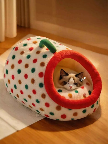 Cozy Polka Dot Pet Nest with Handle