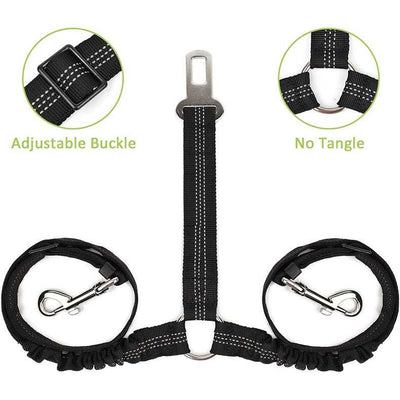 Double-ended Traction Rope Pet Car Seat Belt - Secure Two Pets