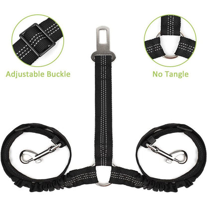 Double-ended Traction Rope Pet Car Seat Belt - Secure Two Pets