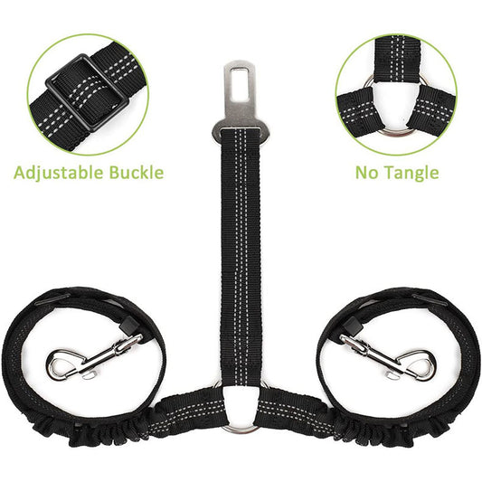 Double-ended Traction Rope Pet Car Seat Belt - Secure Two Pets