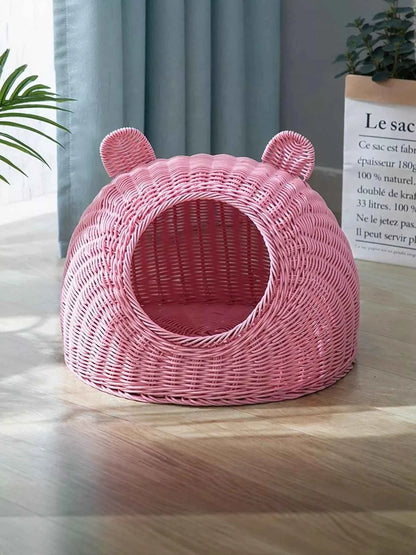 Rattan Pet Nest - Cute Pet Shaped Bed