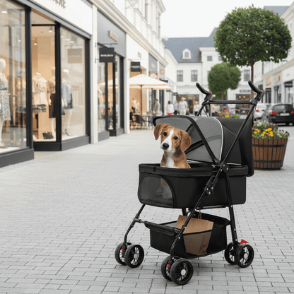Pet Stroller - 4-Wheel Foldable Carrier for Dogs & Cats - Purrfect Pet Haven