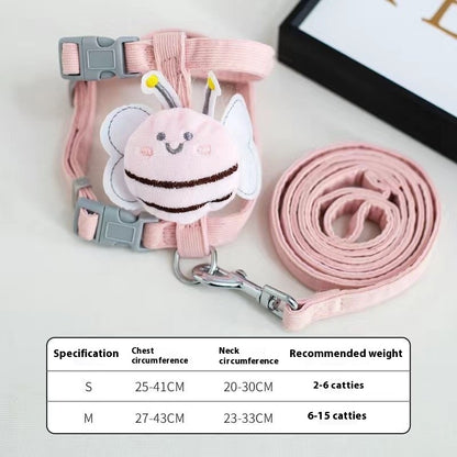 Pet collar and leash set with a cartoon character attachment on a light gray background.