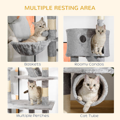 Floor Standing Cat Tree - Height Adjustable 94.5" Climbing Tower