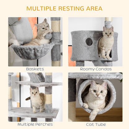 Floor Standing Cat Tree - Height Adjustable 94.5" Climbing Tower
