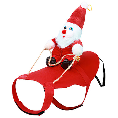 Christmas Santa Pet Outfit - Riding Style Holiday Coat with Bell