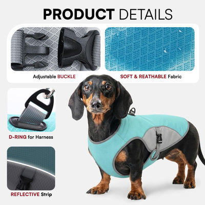 Dog Cooling Jacket For Large Dogs, Pet Cooling Vest With Mesh And D Ring, Dog Reflective Stripe Cooler Jacket For Beach, Hiking, Walking