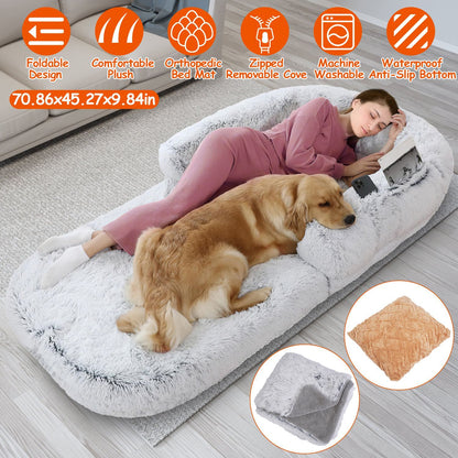 Large Foldable Human Size Dog Bed With Pillow