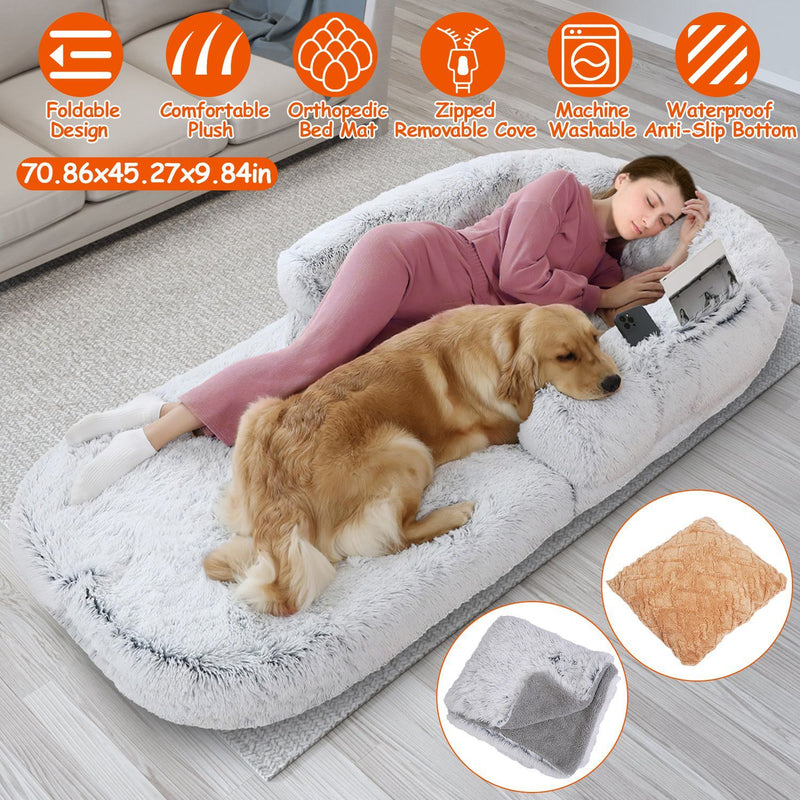 Large Foldable Human Size Dog Bed With Pillow