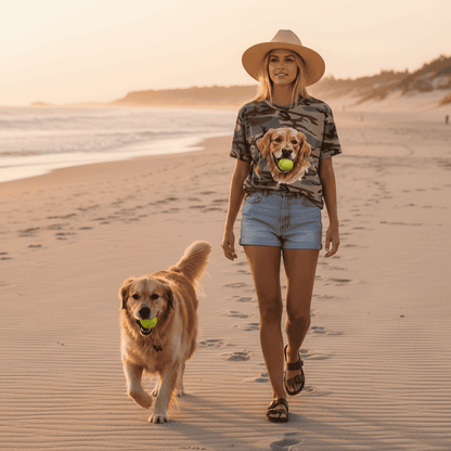Golden Retriever Ball Tee - Playful Fetch Camo Shirt - Purrfect Pet Haven