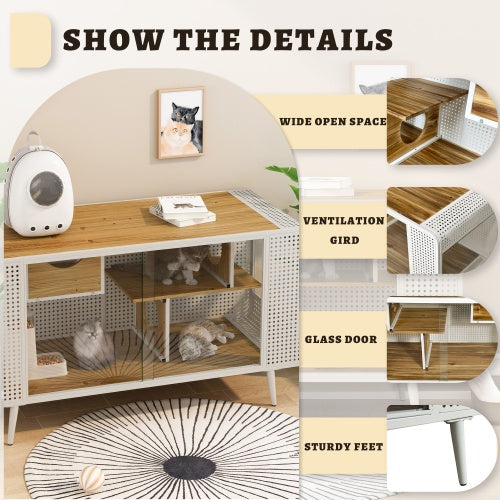 Spacious Cat House - Tempered Glass Design