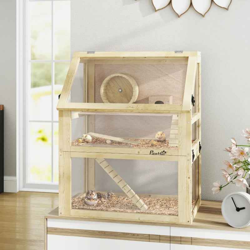 Wooden Hamster Cage - 3 Tier Detachable Bottom