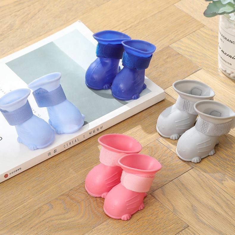 Wefulfil Dog 4 Piece Rain Boots in blue, gray, pink, and light blue for pet protection