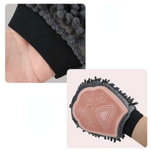 Wefulfil Dog and Cat Grooming Glove with soft bristles and adjustable wrist strap for easy pet hair removal