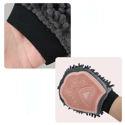 Wefulfil Dog and Cat Grooming Glove with soft bristles and adjustable wrist strap for easy pet hair removal