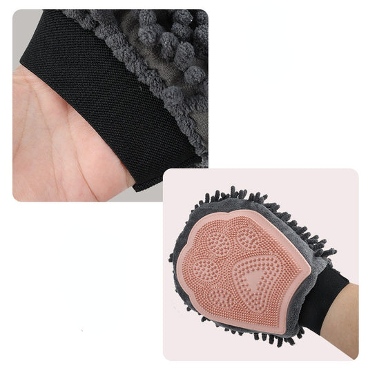 Wefulfil Dog and Cat Grooming Glove with soft bristles and adjustable wrist strap for easy pet hair removal