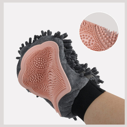 Wefulfil Dog and Cat Grooming Glove with soft silicone bristles and microfiber for pet hair removal