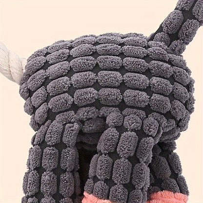 Wefulfil durable gray and pink dog chew squeaky toy with textured surface for pets