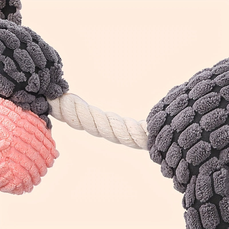 Wefulfil Dog Chew Squeaky Toy with soft textured balls connected by a durable rope