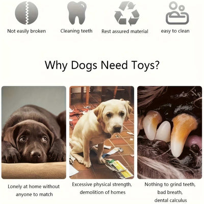 Wefulfil Dog Chew Squeaky Toy benefits showing durable material cleaning teeth and easy to clean