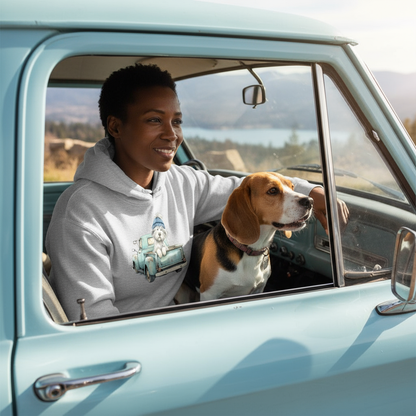 Dog in Truck Sport Grey Hoodie Lifestyle