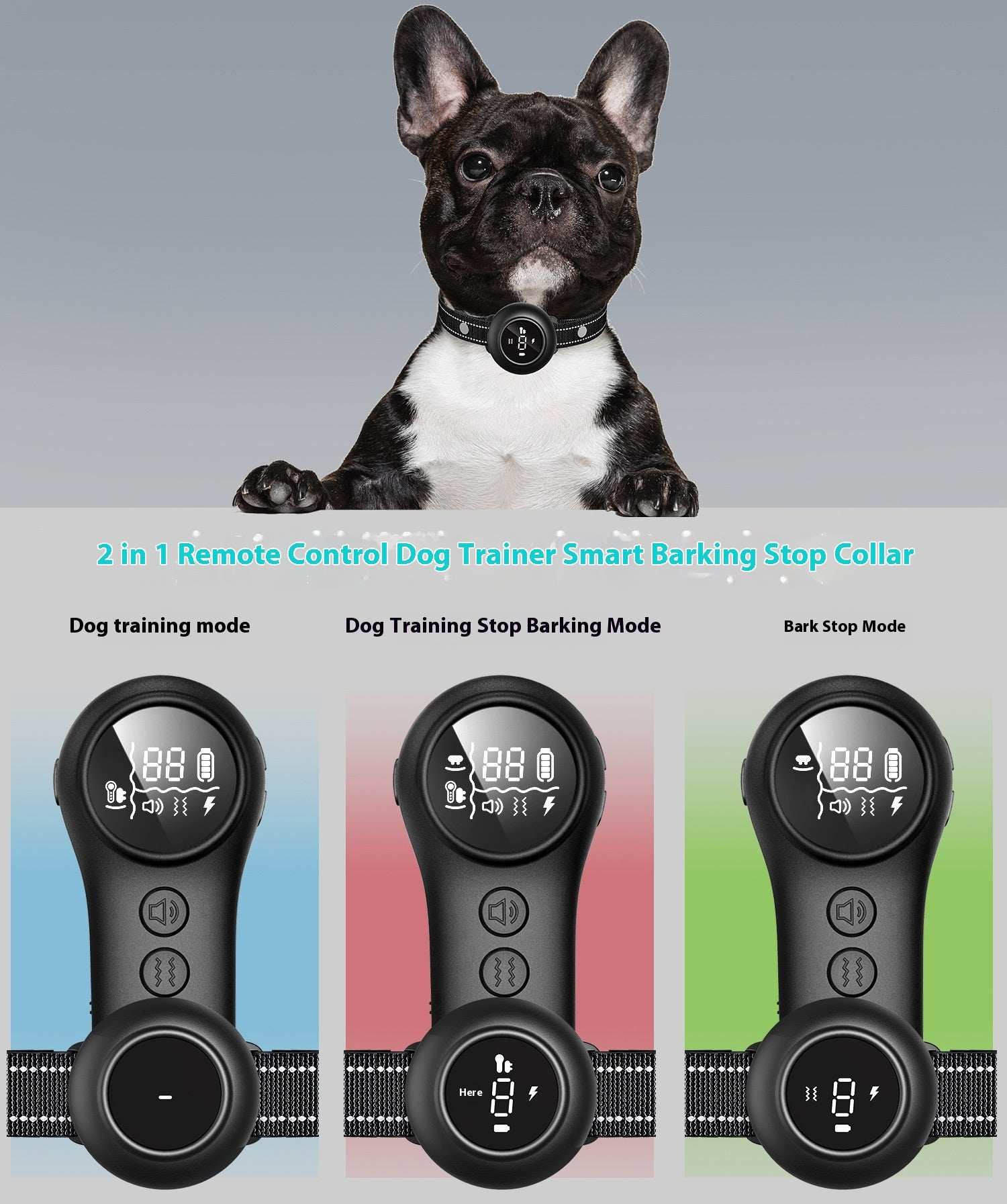 2 in 1 Remote Control Dog Trainer Bark Stopper with Smart Modes for Effective Dog Training
