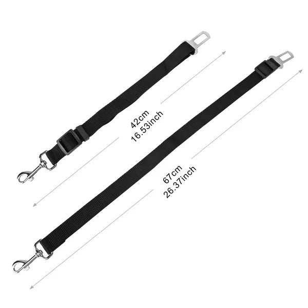 Wefulfil black pet safety straps with Dual Purpose Adjustable Safety for car seatbelt attachment