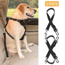 Wefulfil Dual Purpose Adjustable Safety dog seat belts 2 pack with black straps and metal clips for pet car travel