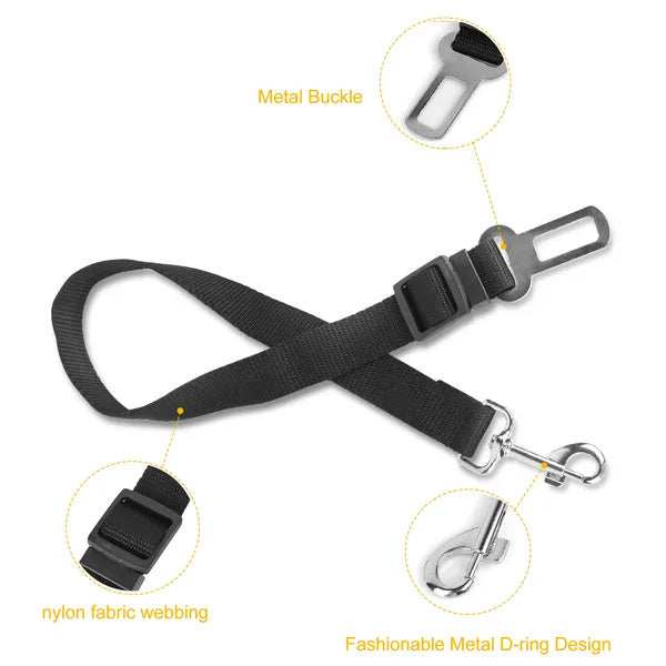 Wefulfil pet safety strap with Dual Purpose Adjustable Safety featuring metal buckle nylon fabric and metal D-ring design