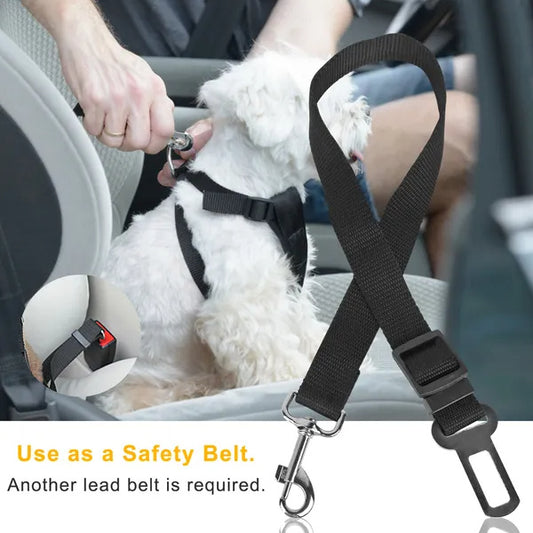 Wefulfil pet safety belt with Dual Purpose Adjustable Safety strap securing small dog in car seat