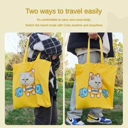 Wefulfil Open Hole Cat Carrier in yellow tote style showing two ways to carry a cat comfortably