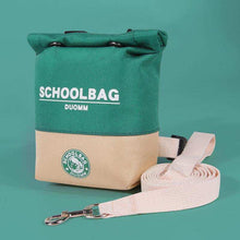Wefulfil Schoolbag Dog Treat Backpack green and beige roll top treat pouch with metal clip leash