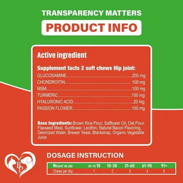 Dog Hip Joint Supplement - Glucosamine Chondroitin Arthritis Relief