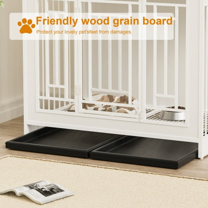 Large 43.3 Inch Wooden Dog Kennel Furniture with Divider