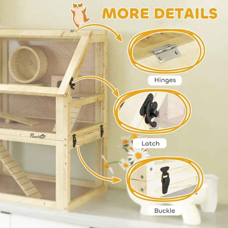 Wooden Hamster Cage - 3 Tier Detachable Bottom