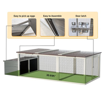 Large Wooden Chicken Coop - 21 Sq Ft with Nesting Box