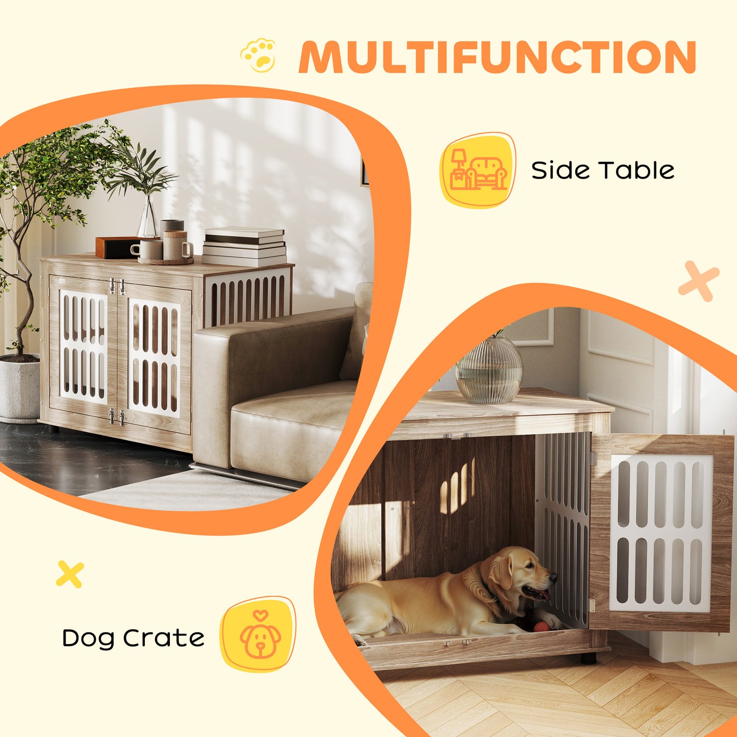 Dog Crate Furniture With 2 Doors - Large Dog End Table