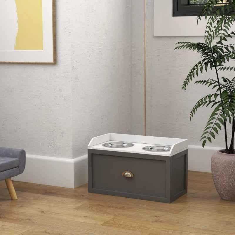 Elevated Dog Bowls - Pet Feeding Station With Storage