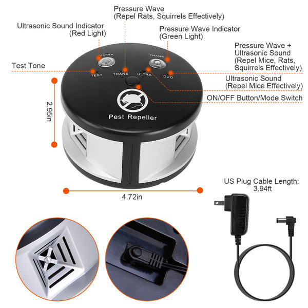 Ultrasonic Pest Repellent - 4 Modes for 3229 Sq Ft