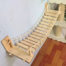 Wall-Mounted Cat Suspension Bridge - Solid Pine Wood Climbing Furniture