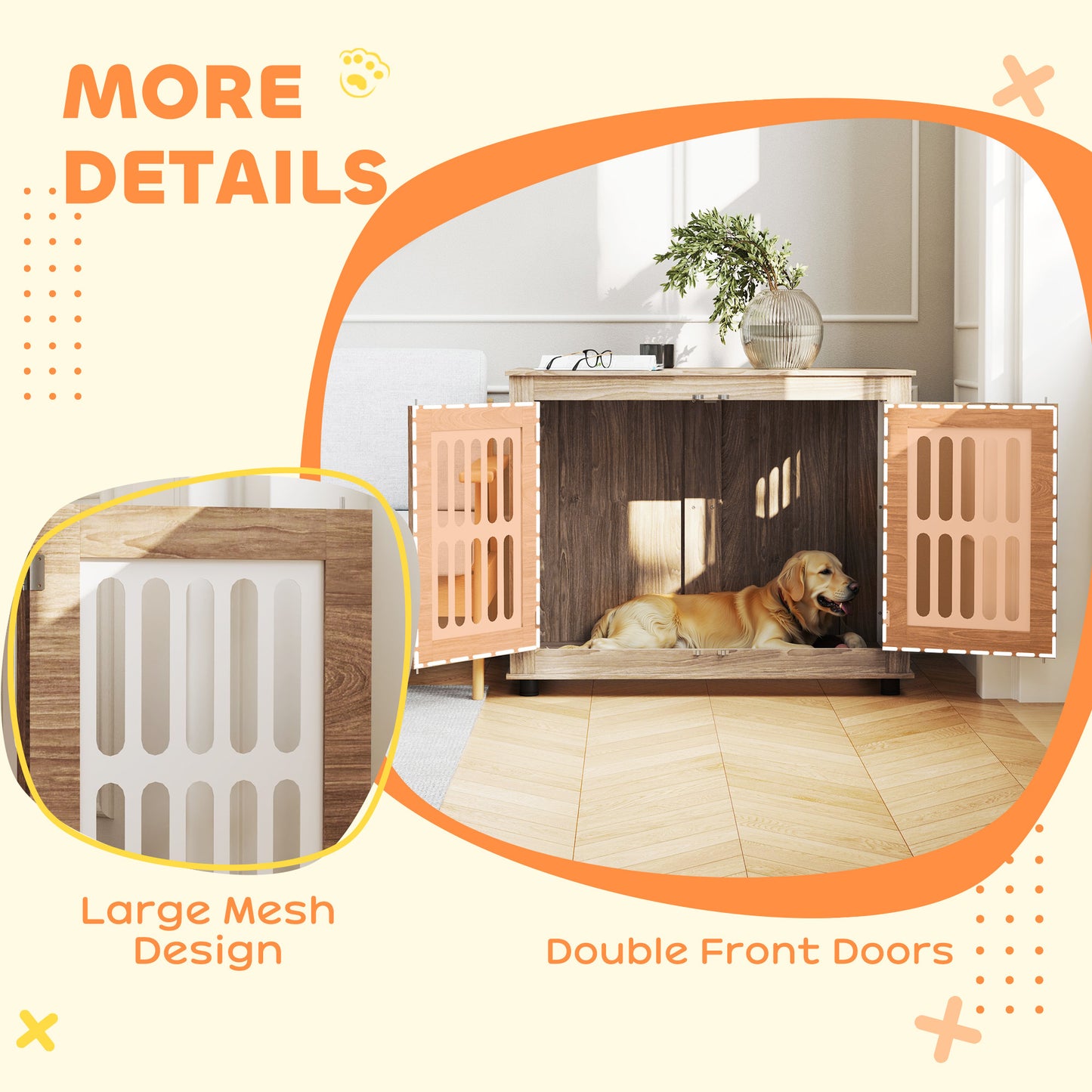 Dog Crate Furniture With 2 Doors - Large Dog End Table